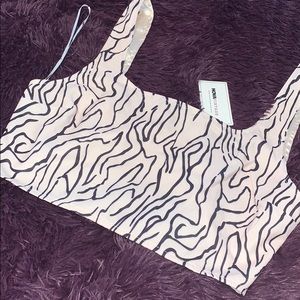 Abstract satin crop top